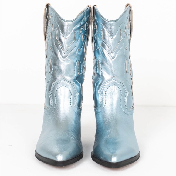 Dolce Vita Landen Cowboy Boot in Electric Blue Leather - Picture 2 of 11
